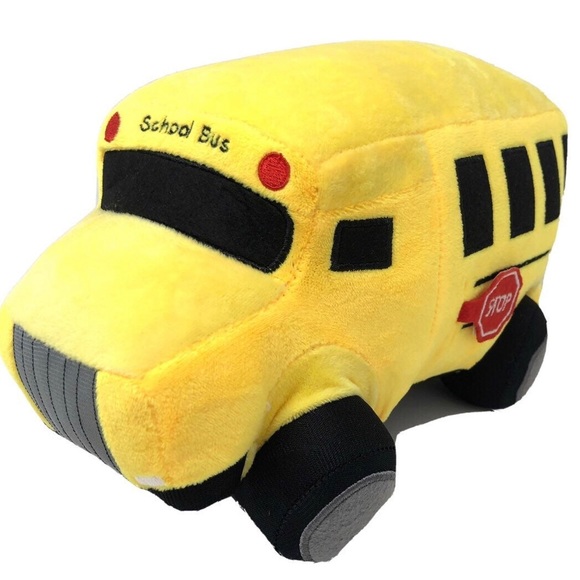 Set of 3 School Bus, Cement Truck & Garbage Truck Soft Plush Toy 10” - Picture 4 of 9